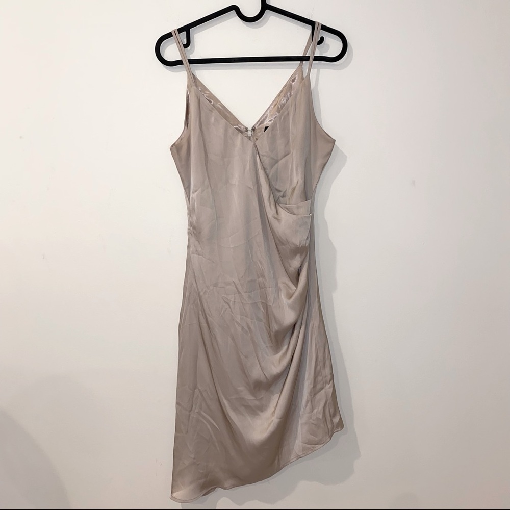 Express asymmetrical satin v-neck slip dress women’s size small